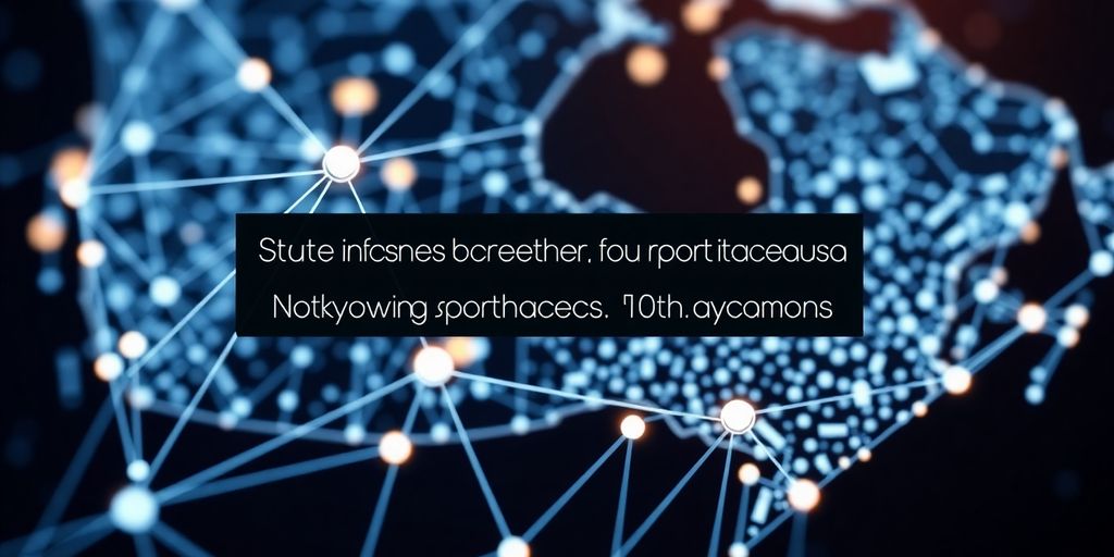 Blockchain network with interconnected nodes over a digital map.