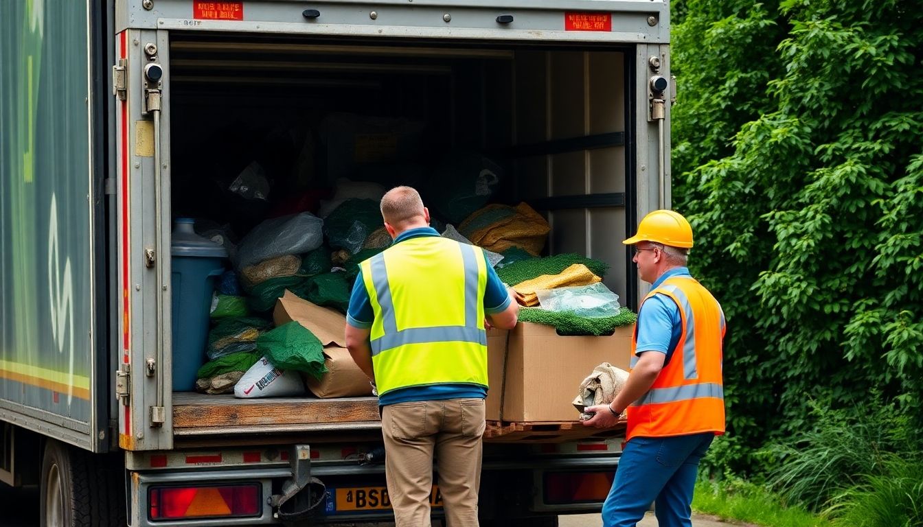 Waste clearance team in London handling eco-friendly materials.