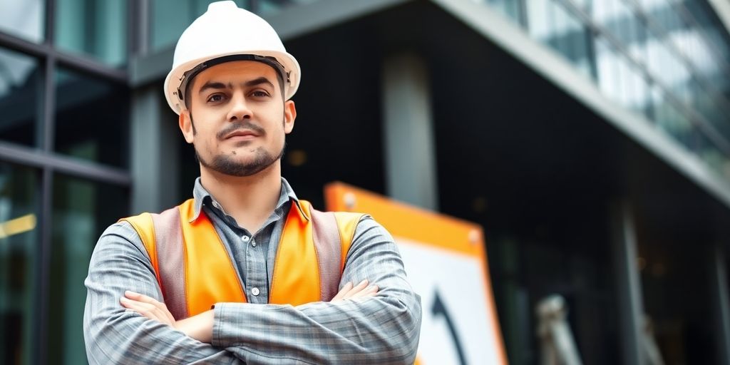 Contractor working on a building exterior.