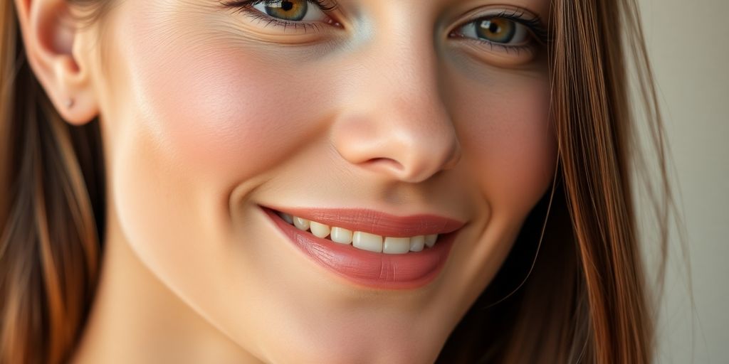 Woman with clear, glowing skin.