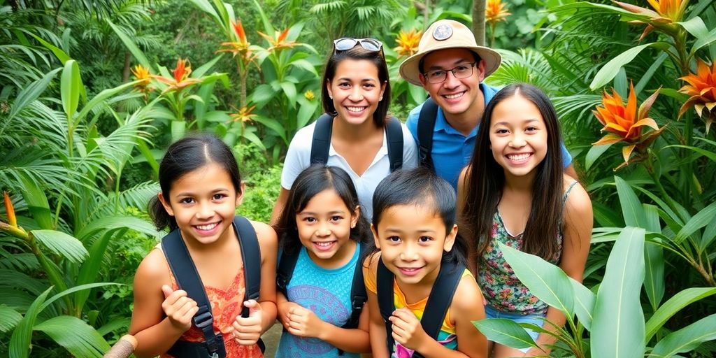 Family enjoying adventures in Costa Rica's lush nature.
