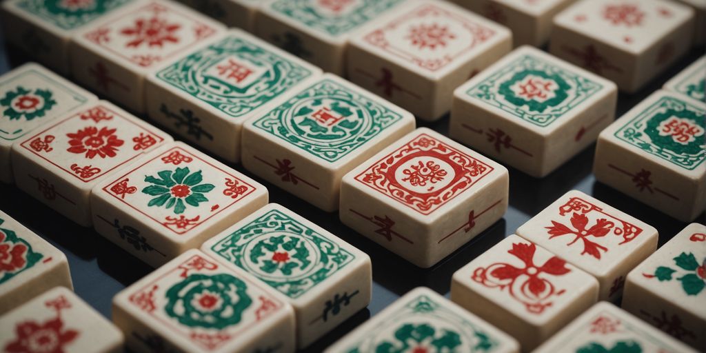 Qing Dynasty Mahjong tiles with detailed carvings.