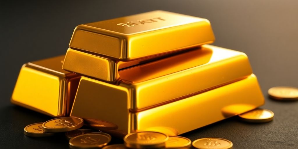Lingots et pièces d'or brillants