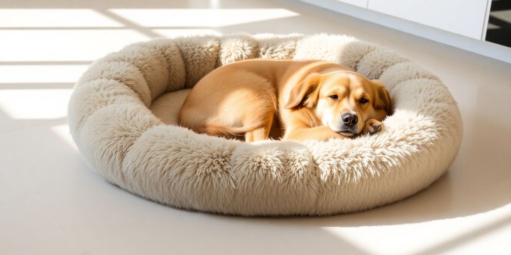 Large dog resting on a comfortable, supportive pet bed.