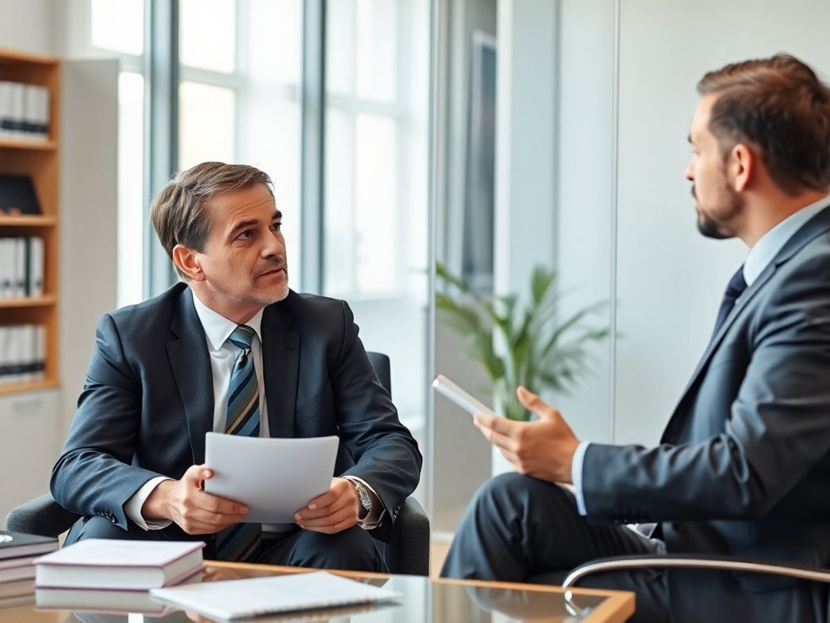 consultant juridic și client discutând într-un birou modern