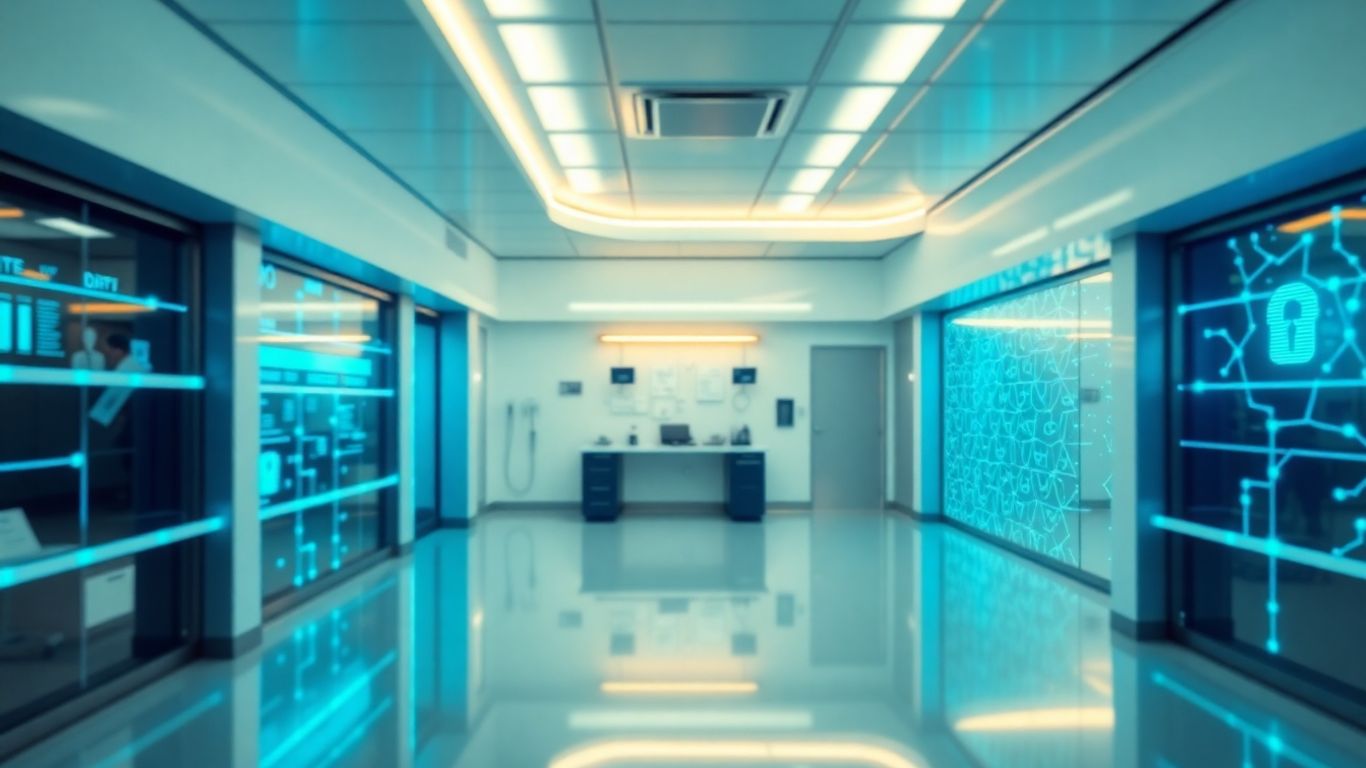 Blockchain network securing patient health data in a hospital.