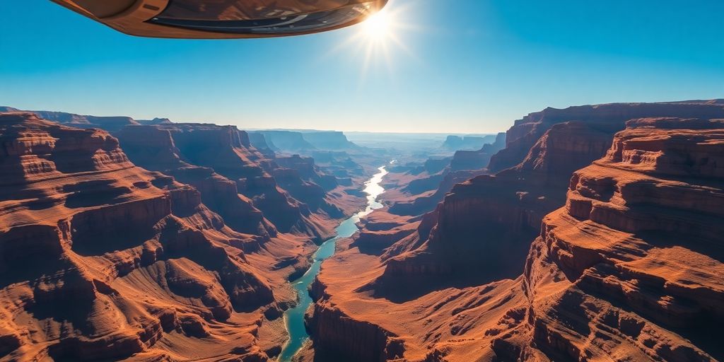 Aerial view of the Grand Canyon from a tour helicopter.