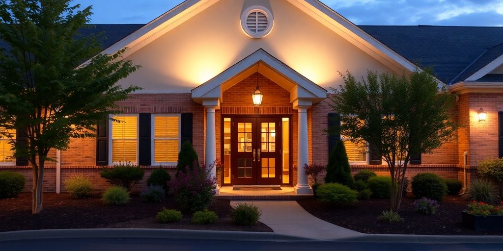 Exterior view of a peaceful funeral home in New Cumberland.