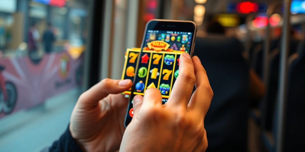 หญิงสาวเล่นสล็อตบนมือถือ
