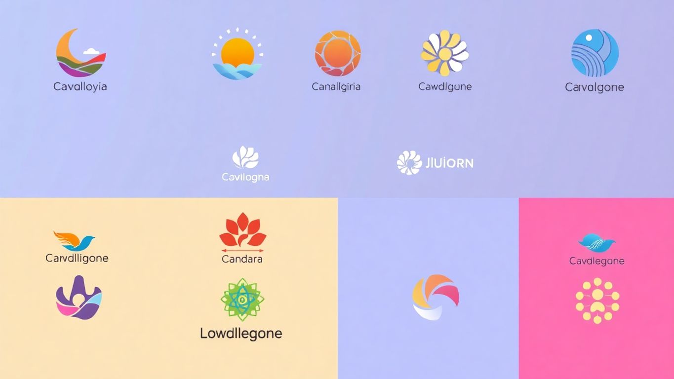 Moderne logoer med myke farger og kulturell variasjon.