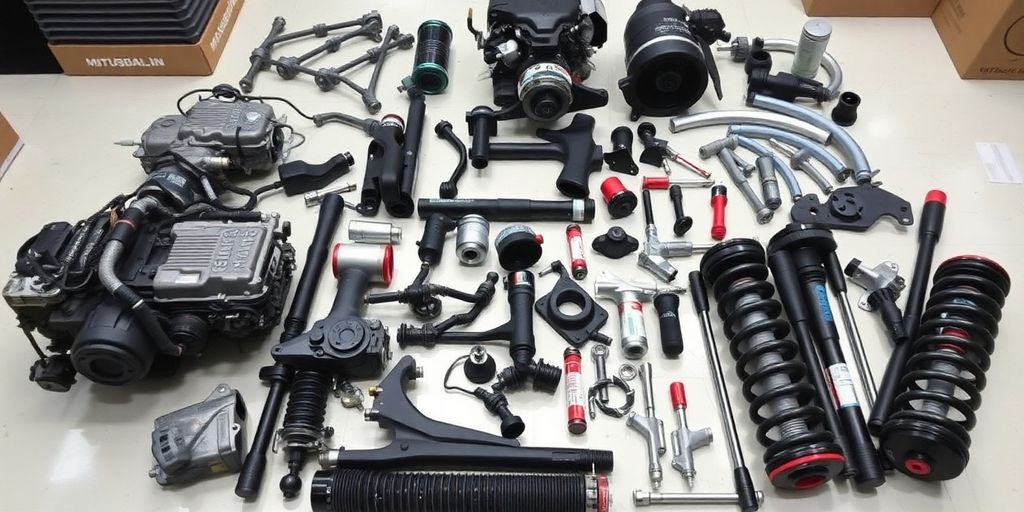 Mitsubishi Triton 4x4 parts laid out neatly.