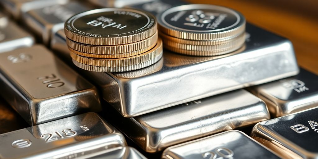 Pièces d'argent et billets empilés
