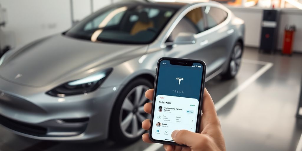 Tesla car and app interface