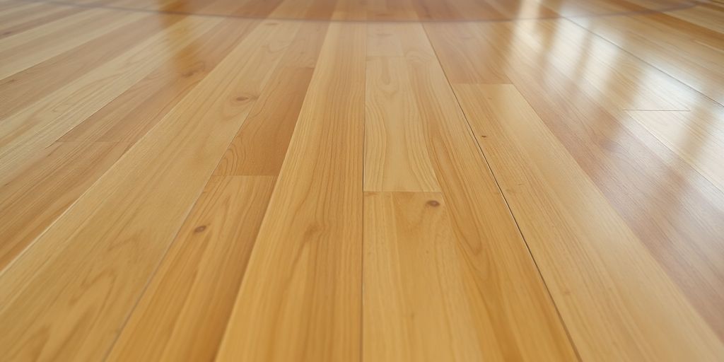 Timber sports floor, half PU, half oil.