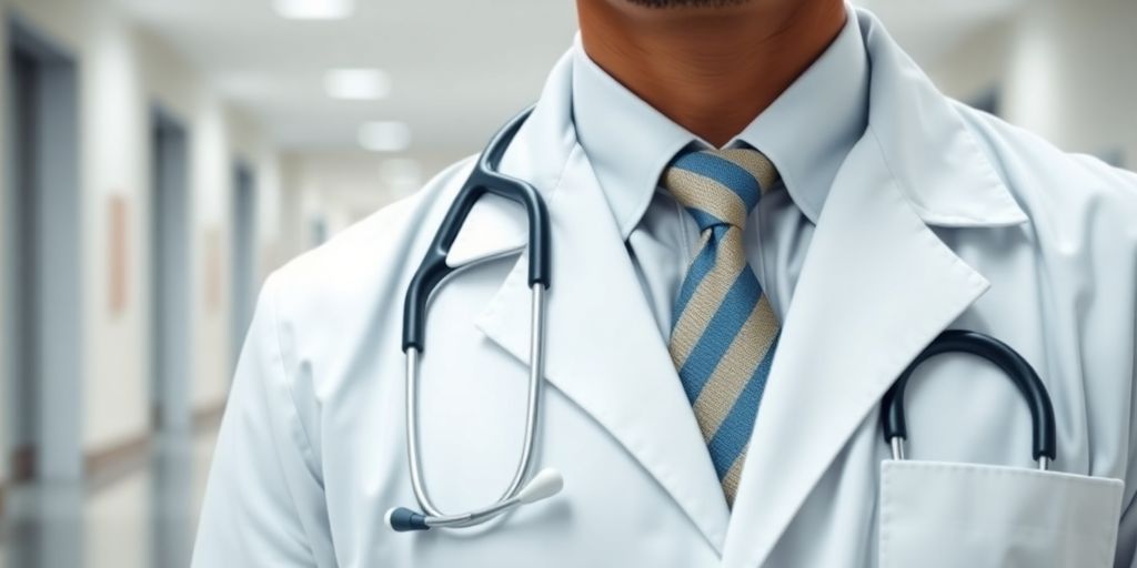 Medical sales representative in professional attire.