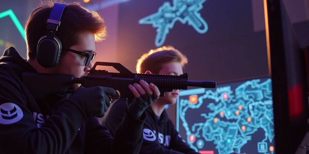 CS GO esports players in intense action.