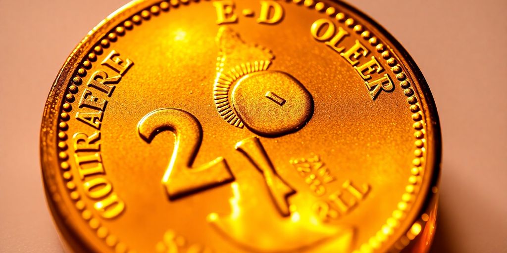 Pièce d'or Krugerrand brillante avec reflet doré.