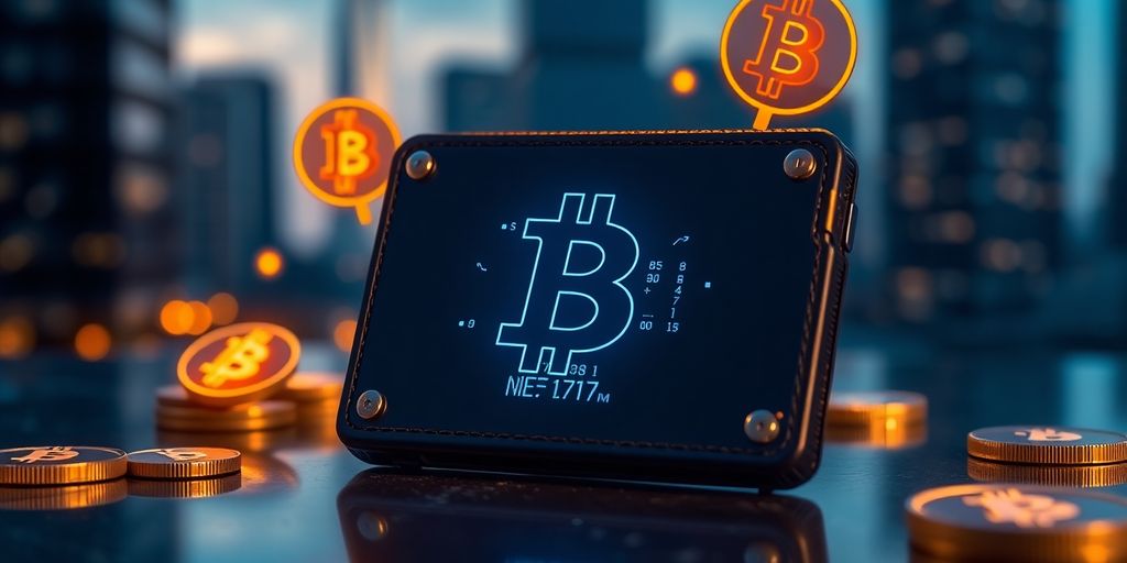Best Bitcoin Digital Wallets for Secure Transactions in 2025 4 Close-up of a Bitcoin wallet with digital interface.