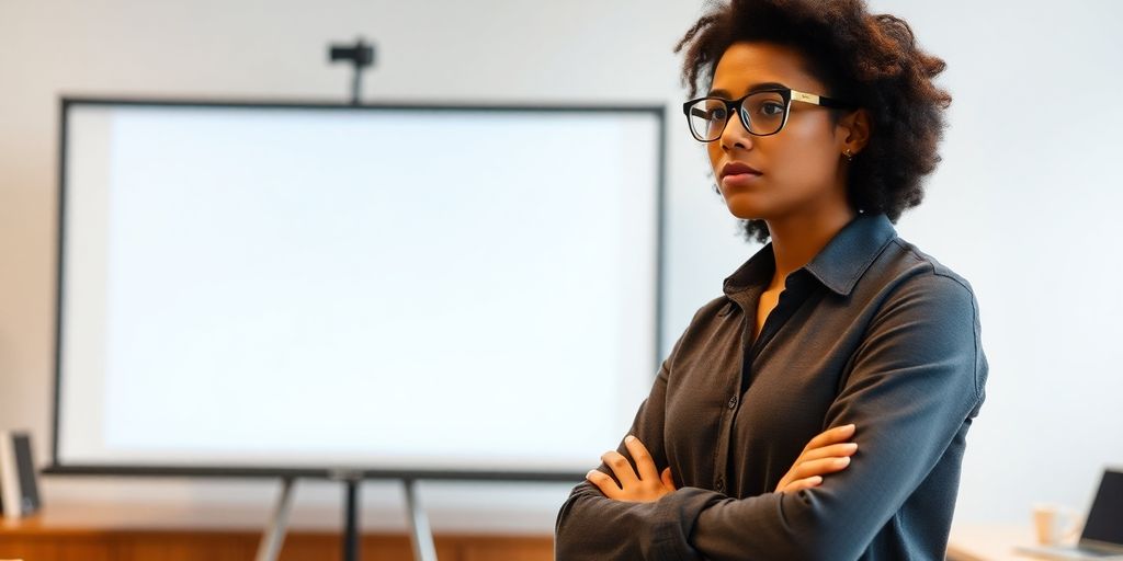 Individual preparing for thesis proposal defense presentation.