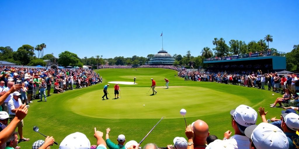 Players competing on a green golf course during the championship.