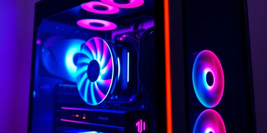 Leuchtender, leistungsstarker Gaming-PC in Aktion
