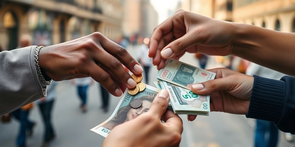 Monnaie, mains, société.