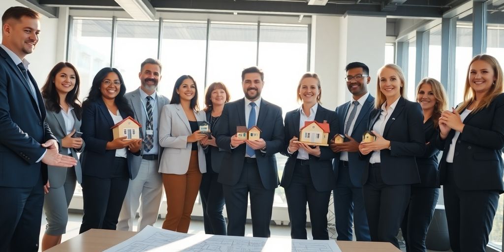 Professional standing, holding keys, smiling confidently.