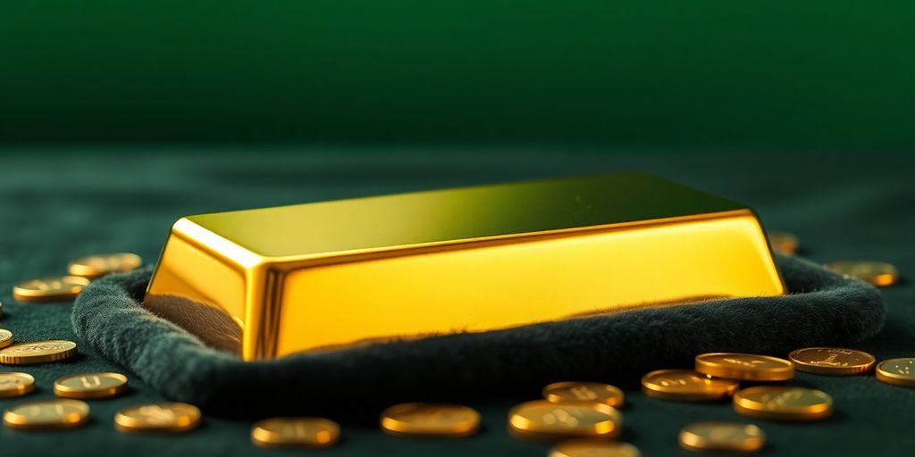 Barre d'or sur un tissu en velours.