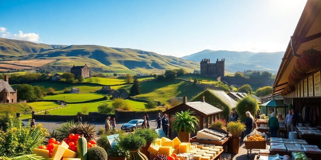 Scenic view of Scotland with food and landscapes.