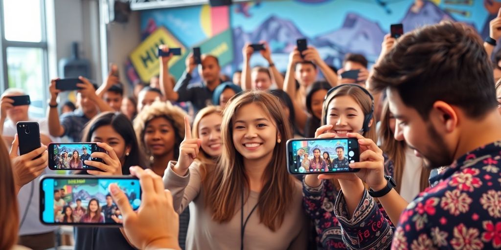 Diverse creators filming engaging short-form videos on devices.