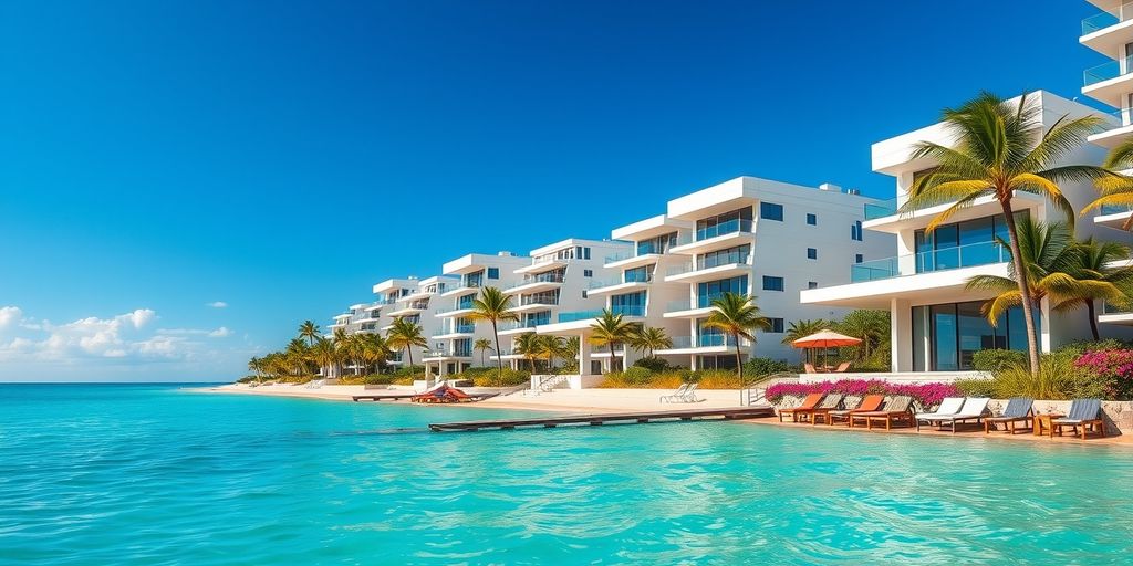 Luxurious beachfront homes in Sunny Isles, Florida.