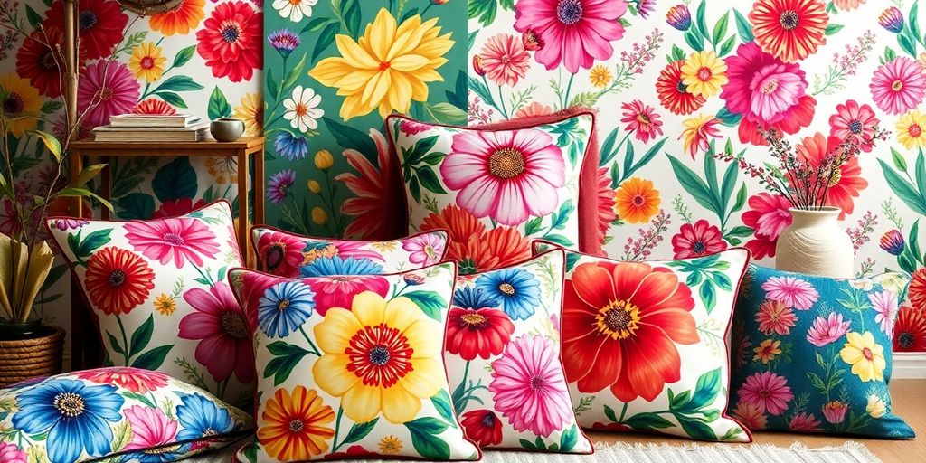 Vibrant floral print fabric draping elegantly.
