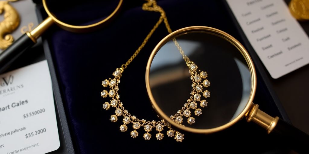 Vente d’or à Versailles avec bijoux sur velours.