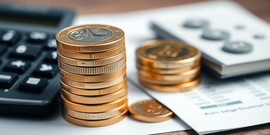 Monnaie et calculatrice illustrant la finance des autoentrepreneurs.