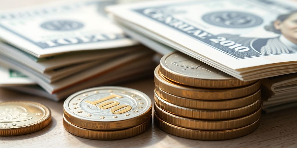 Euro and dollar coins.