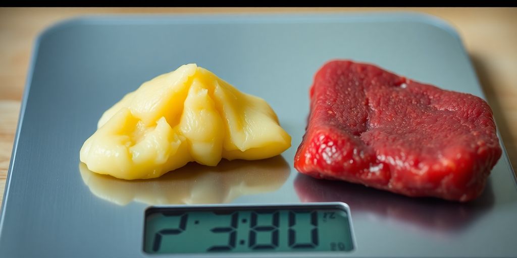 Body fat, muscle, and a scale.