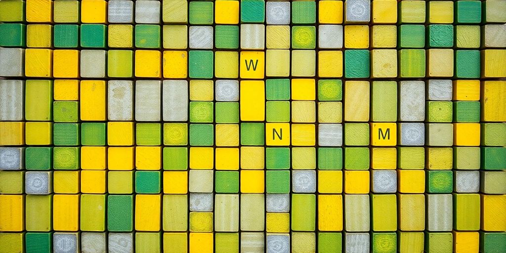 Grille de jeu Wordle avec des cases colorées.