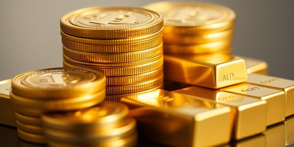 Moedas e barras de ouro