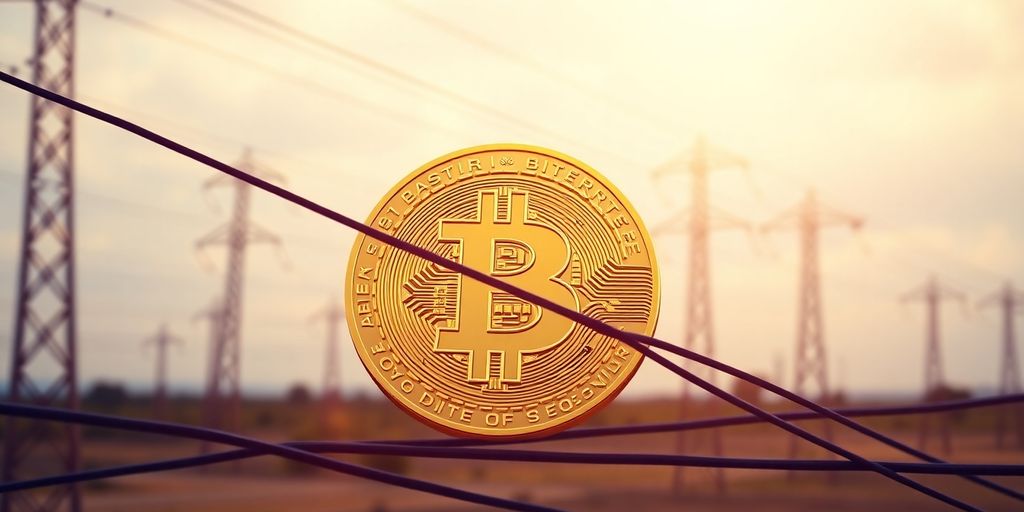 Bitcoin e energia in un'immagine fotografica coinvolgente.