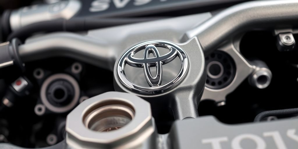 Genuine Toyota car parts arranged neatly.