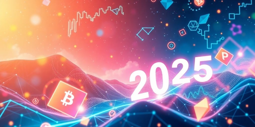 Futuristic digital landscape highlighting cryptocurrency innovations.