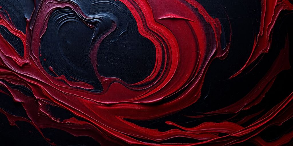 Dark colors in a painting.