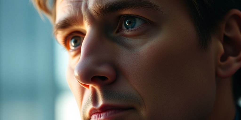 Investor thoughtfully observing a financial market.
