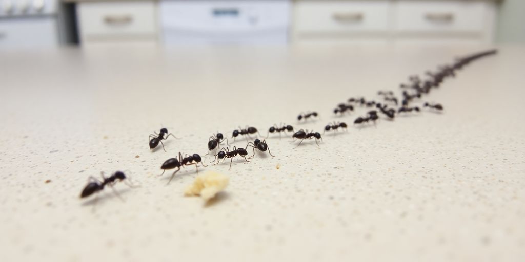 Fourmis traversant une cuisine résidentielle