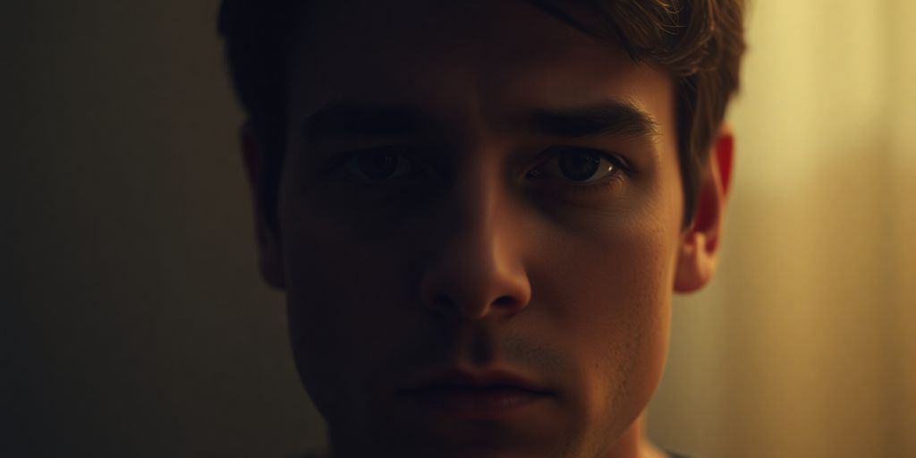 Person looking worried with a hazy background.