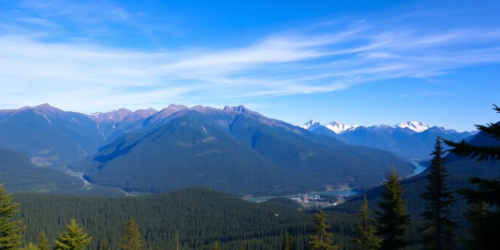 Scenic mountains and forests in Juneau, Alaska.