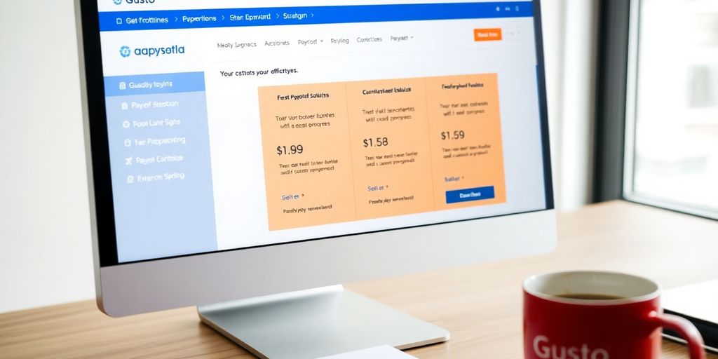 Computer screen showing Gusto payroll software interface.