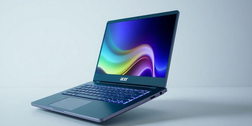 كمبيوتر محمول من Acer مع تصميم عصري وواجهة زاهية
