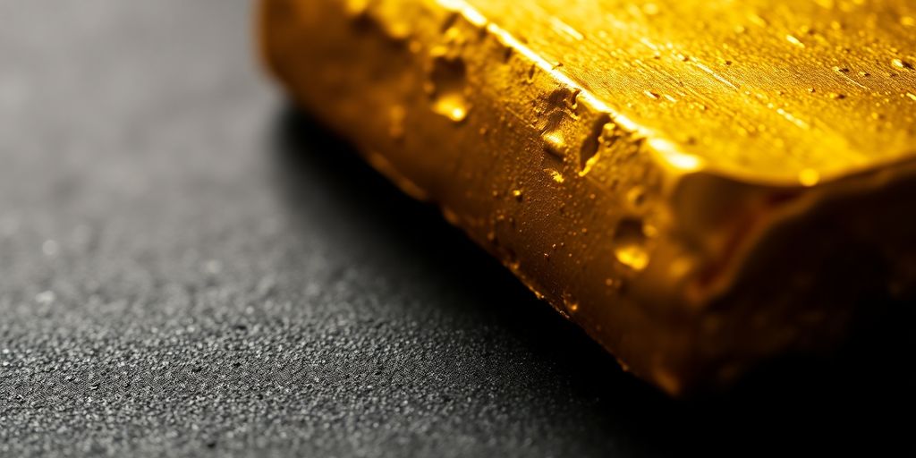 Lingot d'or ancien sur un fond sombre