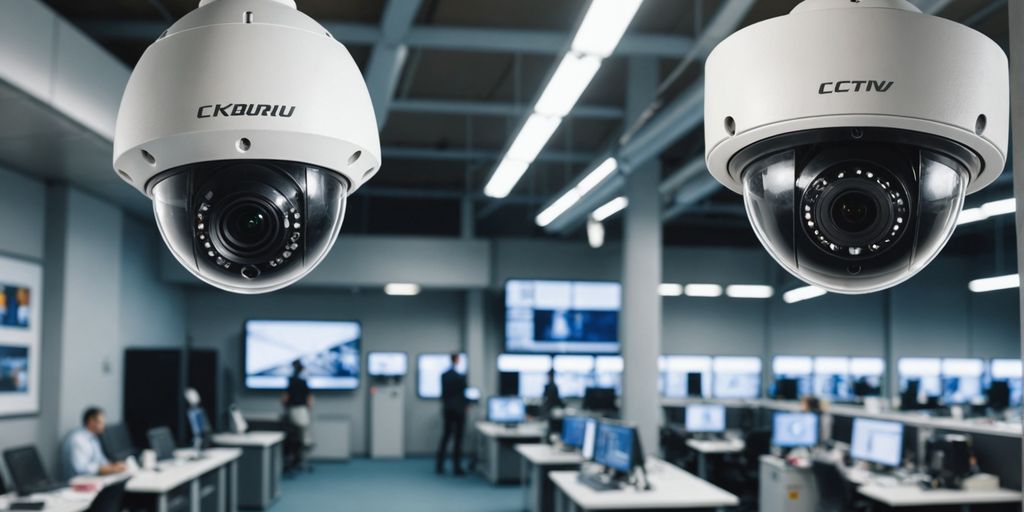 Analogue and IP CCTV cameras side by side.